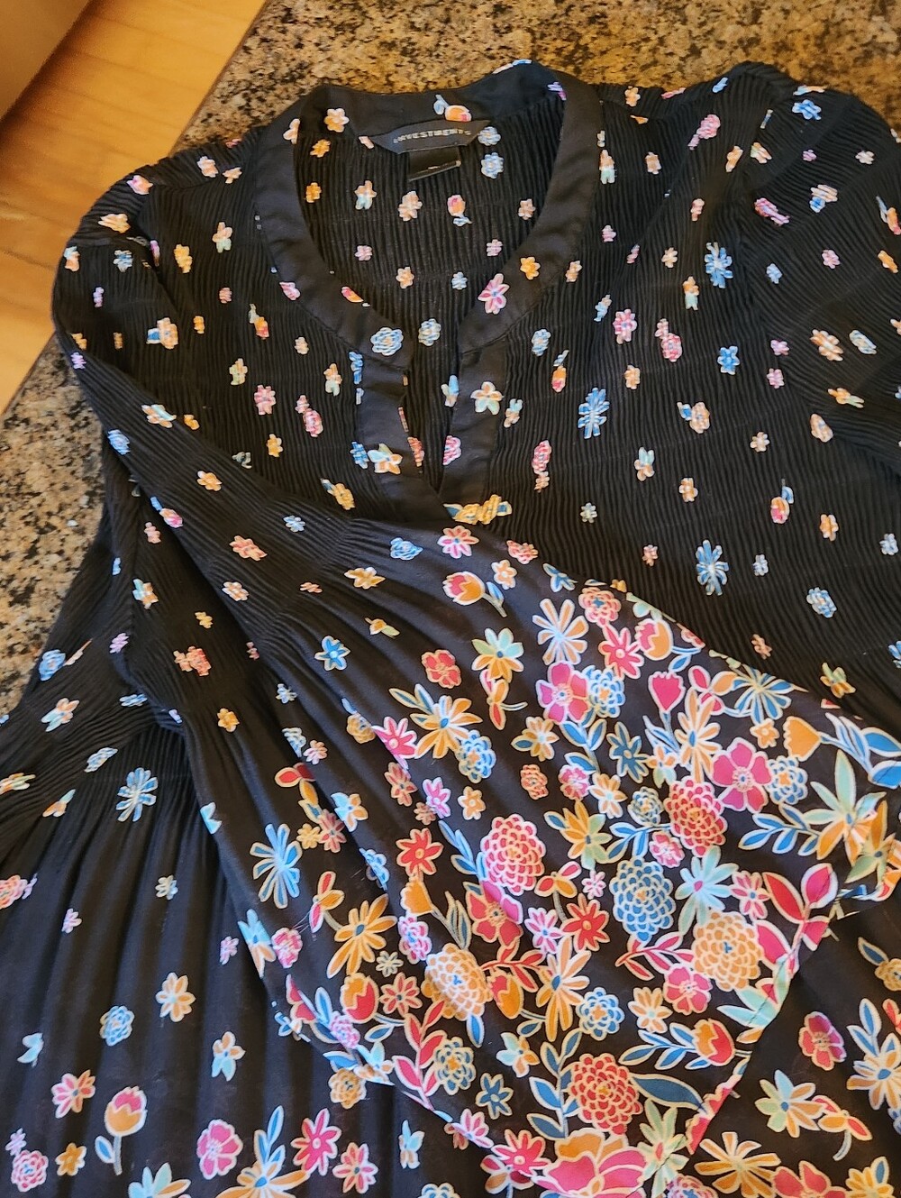 Investments XL Women's Floral Pleated Peasant Button-Front Blouse |  Multicolor